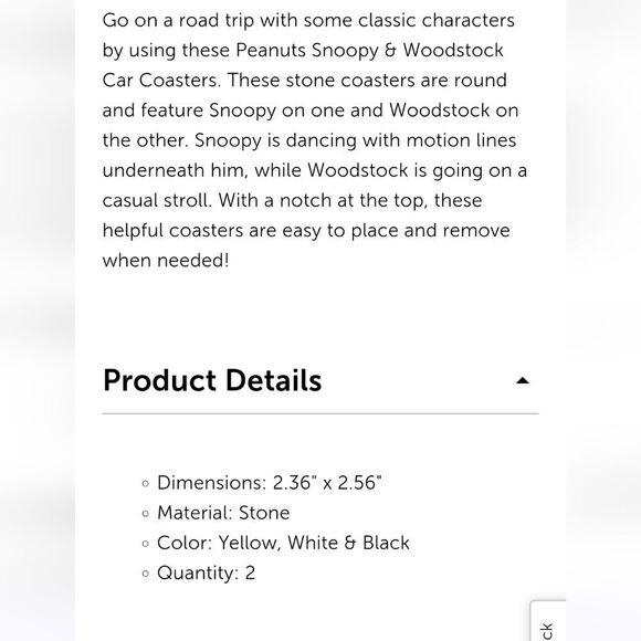 Peanuts Snoopy & Woodstock Car Coasters - Picture 3 of 5